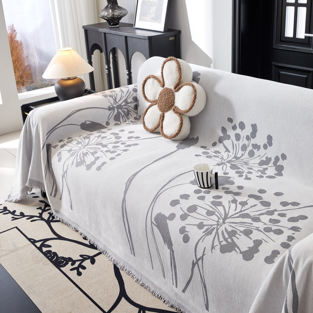 Dandelion Blanket Throw for Sofas Chenille Furniture Couch Cover, Couch Cushion Cover for Kids, Pets