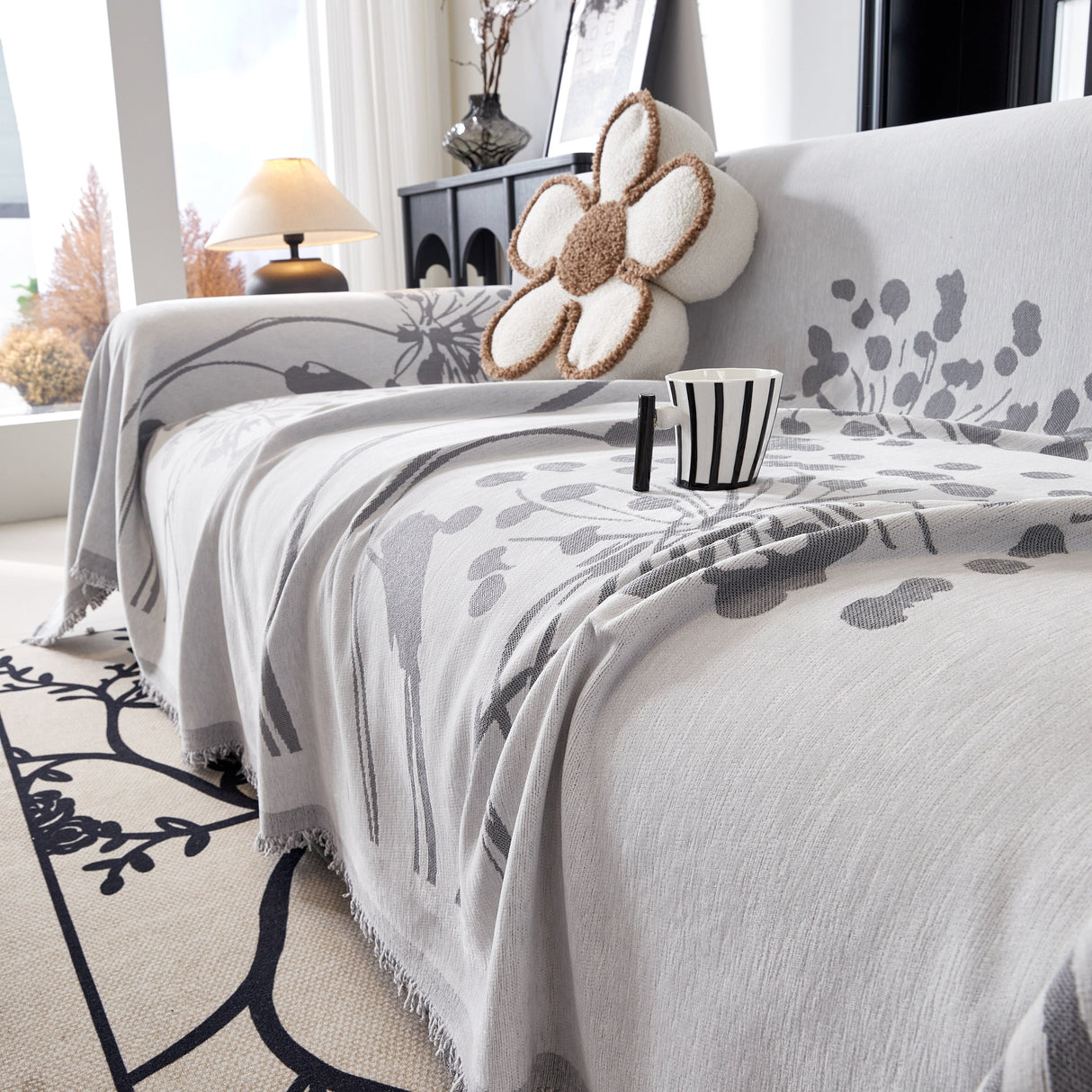 Dandelion Blanket Throw for Sofas Chenille Furniture Couch Cover, Couch Cushion Cover for Kids, Pets