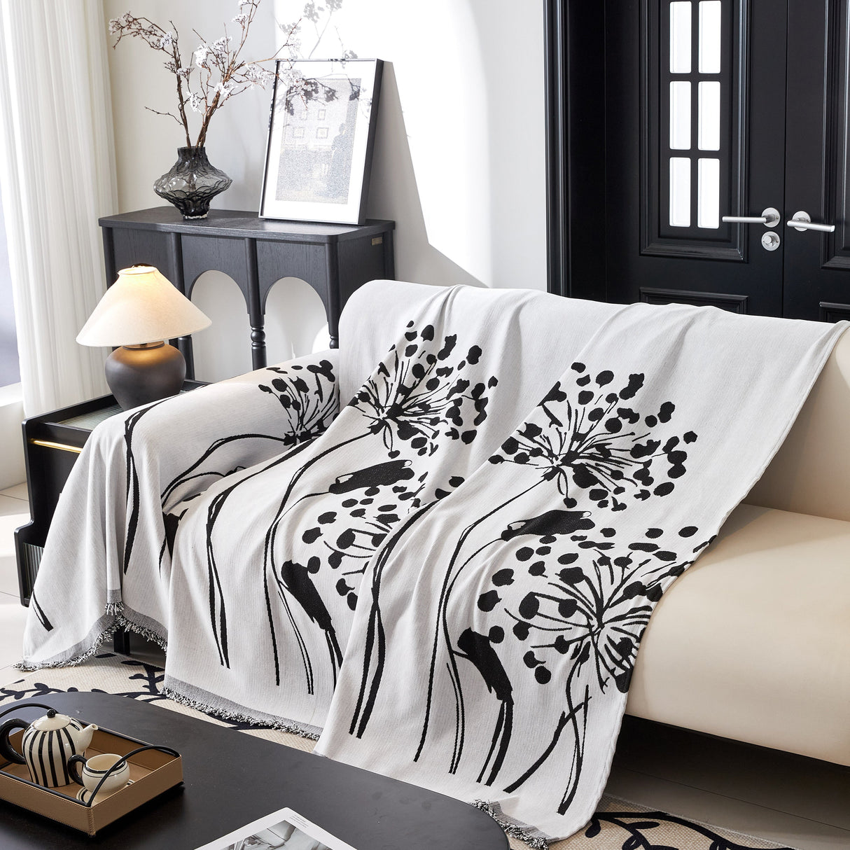 Dandelion Blanket Throw for Sofas Chenille Furniture Couch Cover, Couch Cushion Cover for Kids, Pets