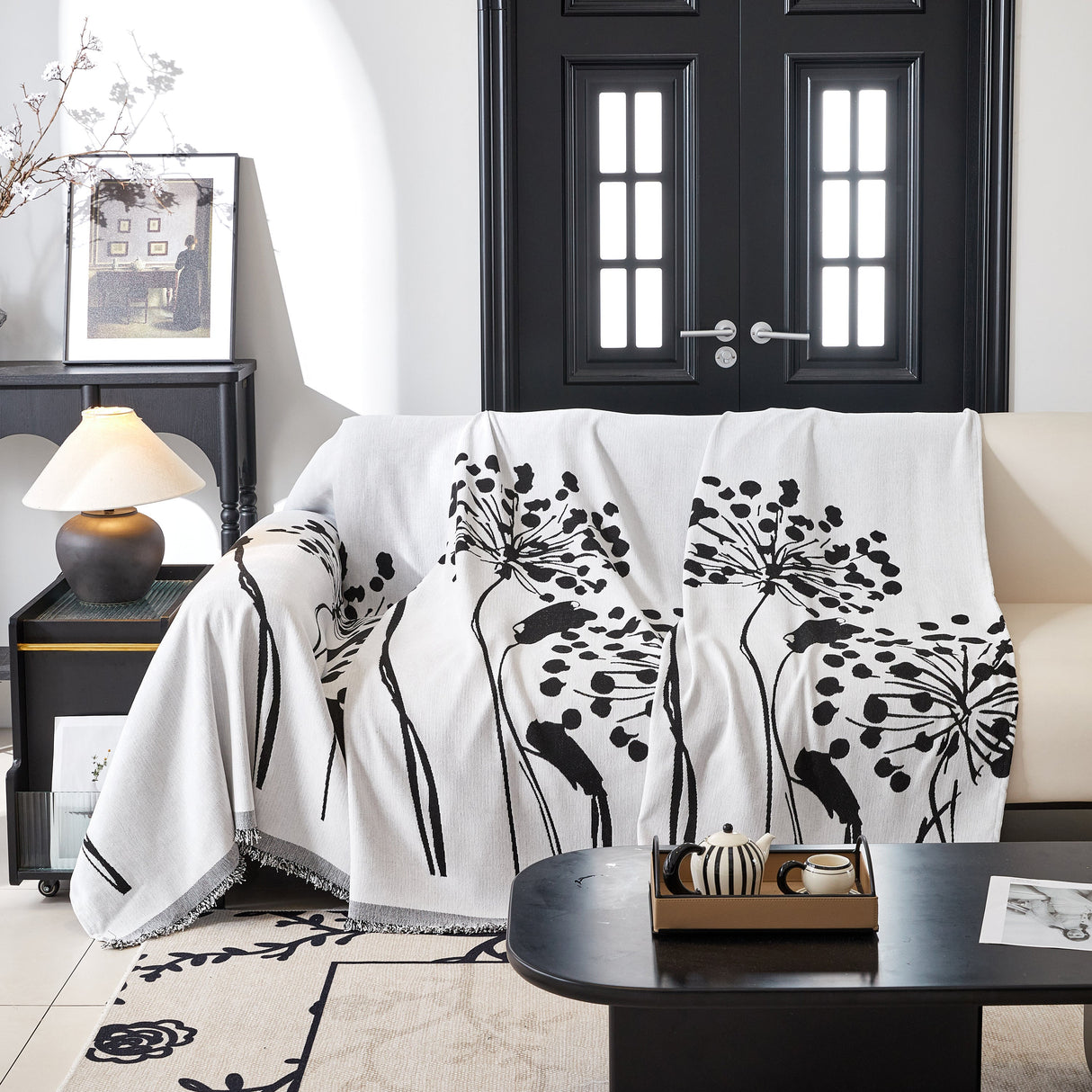 Dandelion Blanket Throw for Sofas Chenille Furniture Couch Cover, Couch Cushion Cover for Kids, Pets