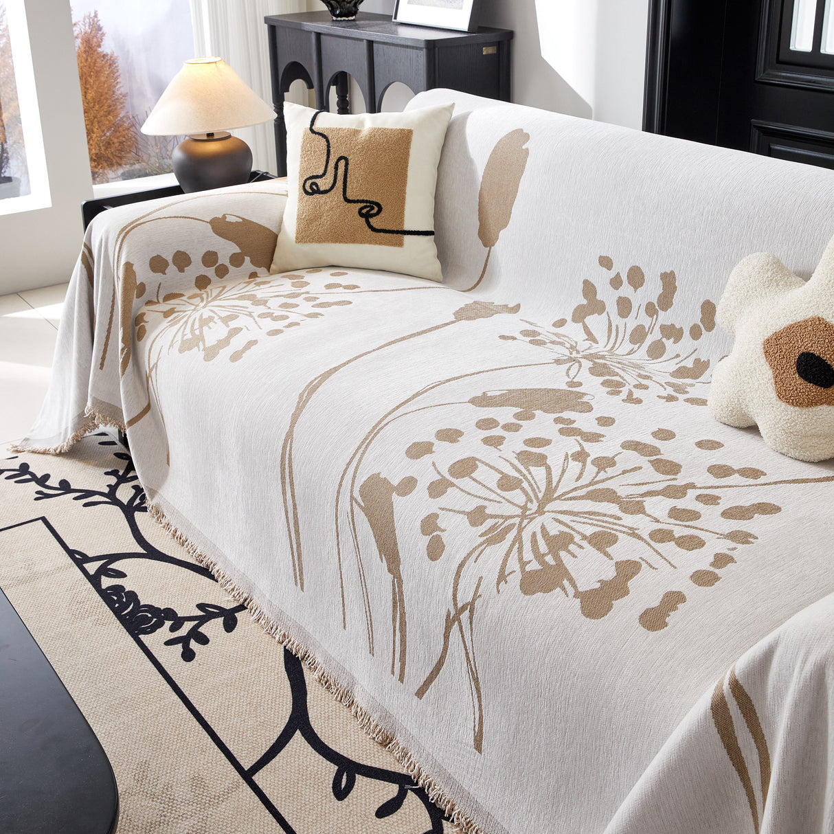 Dandelion Blanket Throw for Sofas Chenille Furniture Couch Cover, Couch Cushion Cover for Kids, Pets