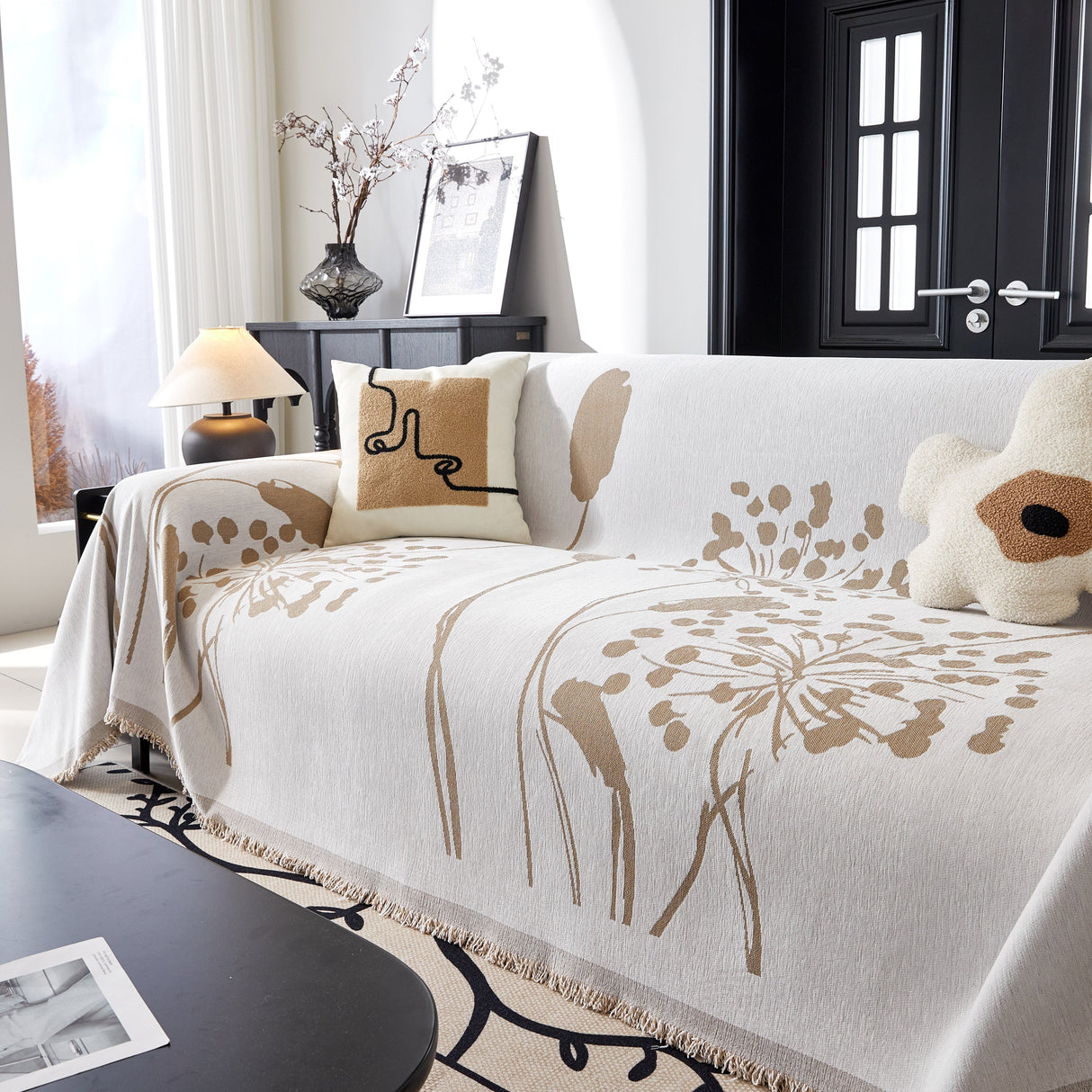 Dandelion Blanket Throw for Sofas Chenille Furniture Couch Cover, Couch Cushion Cover for Kids, Pets