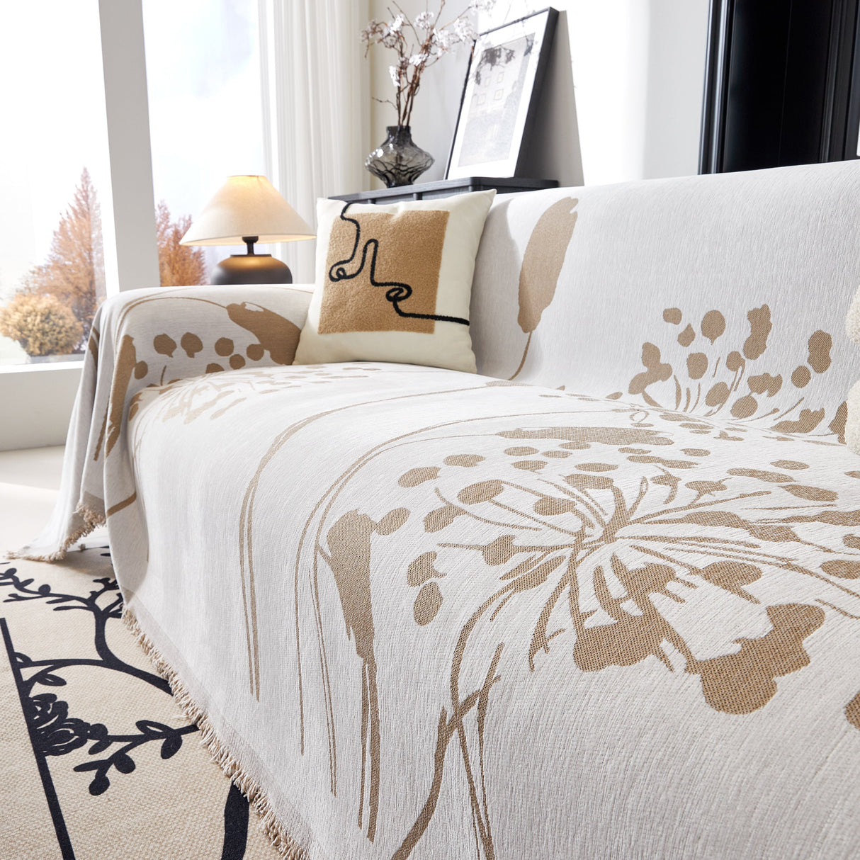 Dandelion Blanket Throw for Sofas Chenille Furniture Couch Cover, Couch Cushion Cover for Kids, Pets