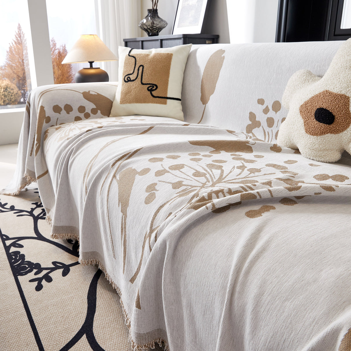 Dandelion Blanket Throw for Sofas Chenille Furniture Couch Cover, Couch Cushion Cover for Kids, Pets