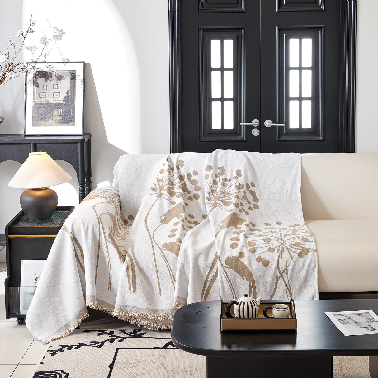 Dandelion Blanket Throw for Sofas Chenille Furniture Couch Cover, Couch Cushion Cover for Kids, Pets