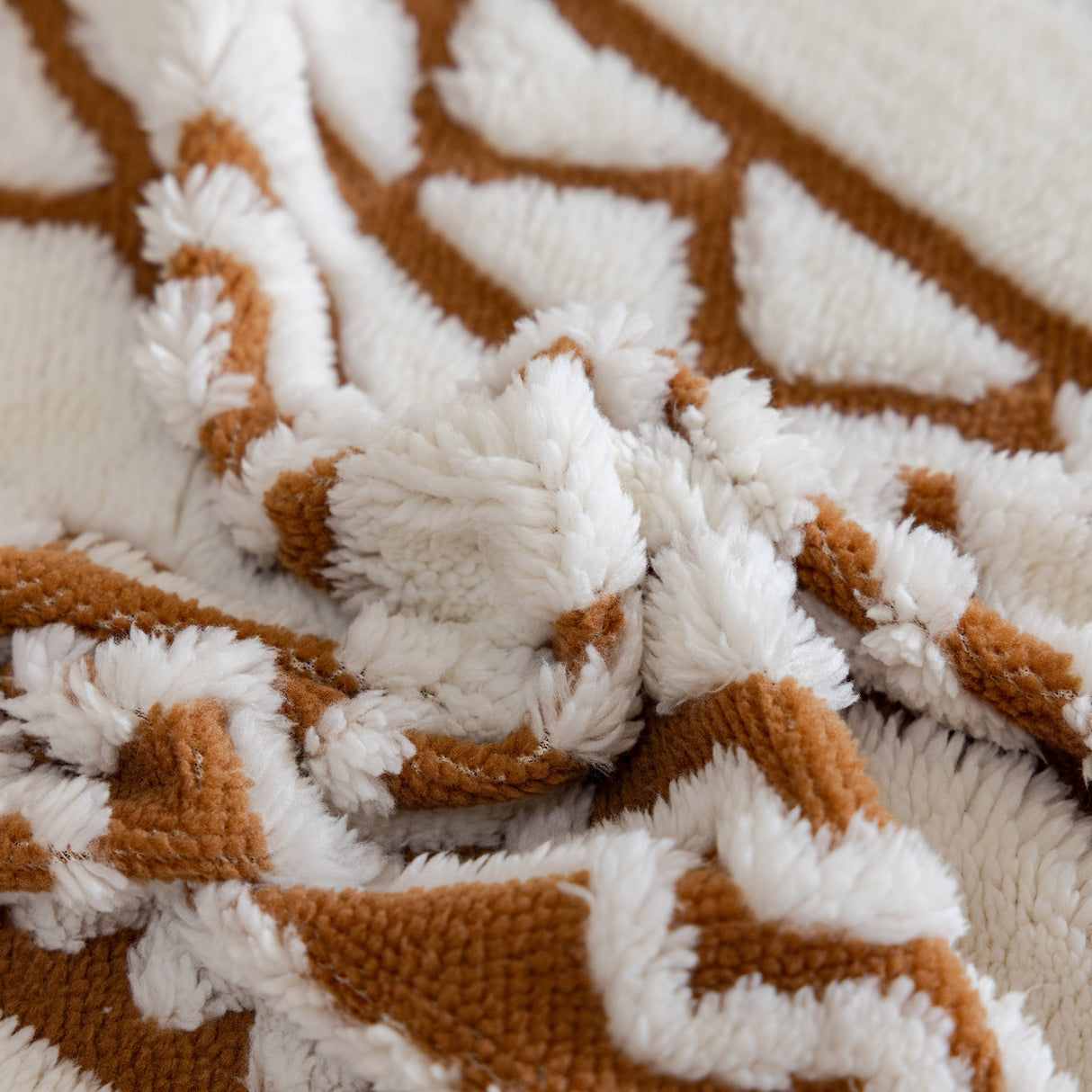 Bohemian Tufted Sofa Cover, Plush Flannel Throw Blanket with 3D Woven Aztec Stripes