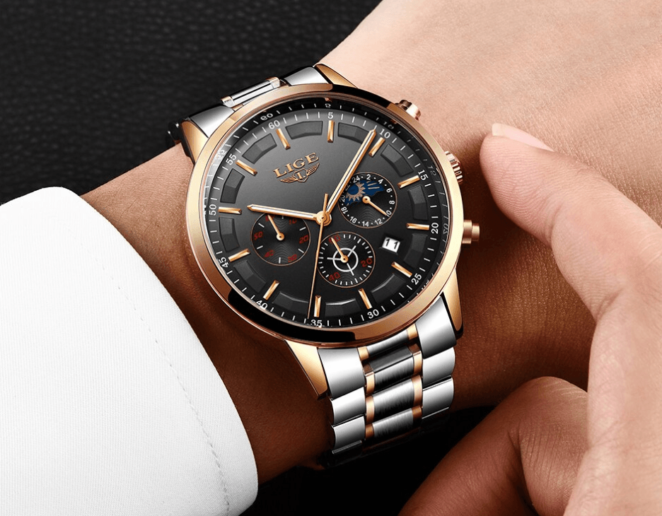 Men's Waterproof Watch With Chronometers And Date Display Unique Design Perfect Gift
