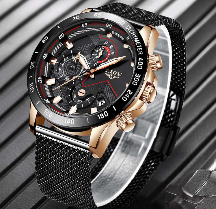 Men's Sports Waterproof Watch With Stainless Steel Bracelet Unique Design Perfect Gift For Your Man