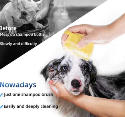 Pet Dog Cat Silicone Back Shower Brush Soft Hair Massage Bathtub Scrub Artifact Bath Brush 2-in-1 Pet Massage Comb Soft Silicone Pet Shower Hair Grooming Comb Dog Cleaning Tool Pet Supplies Pet Brush Bath Massage Brush Shampoo Dispenser for Pet