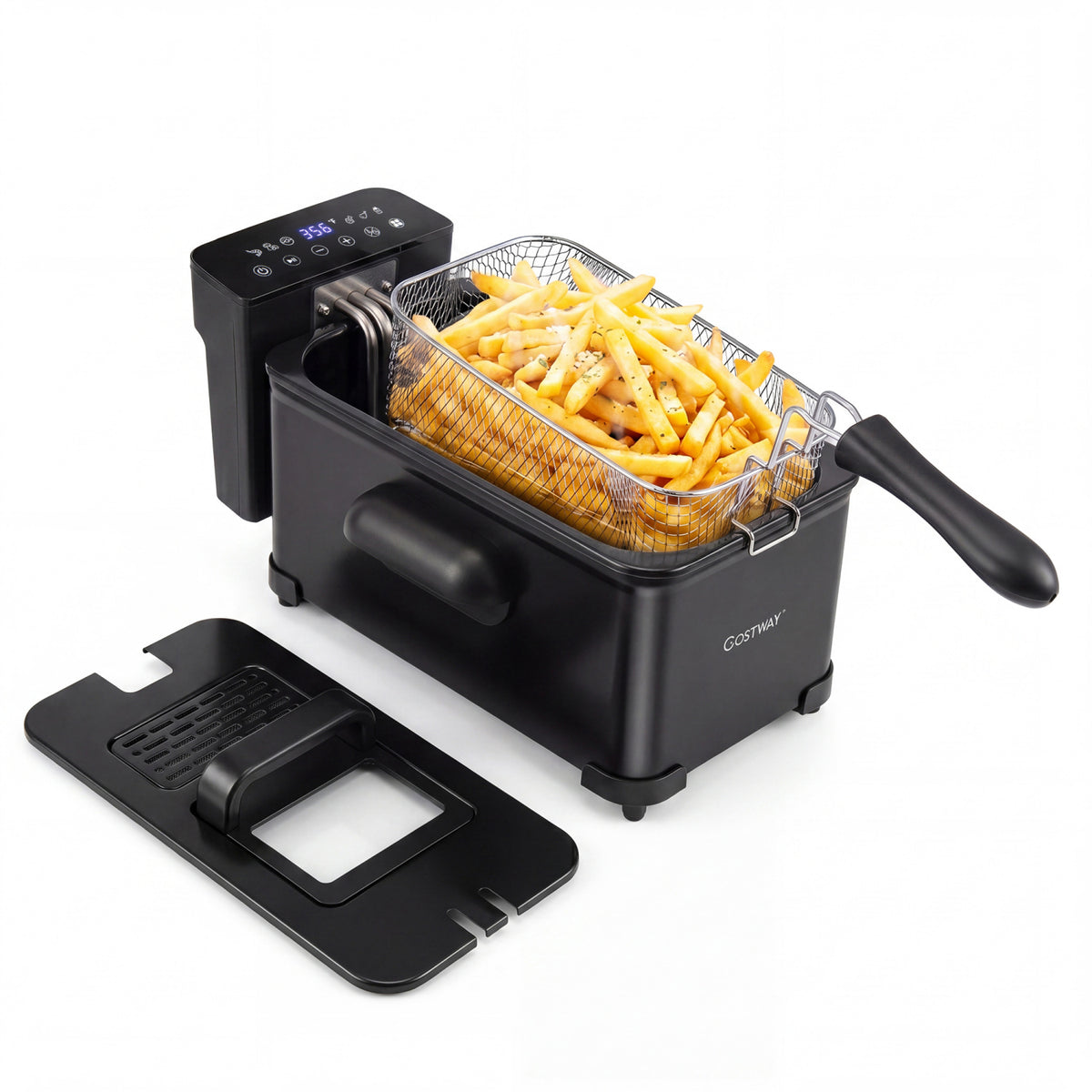 3.2-Qt Electric Deep Fryer with 1700W LED Touch Screen and Enamel Oil Tank-Black