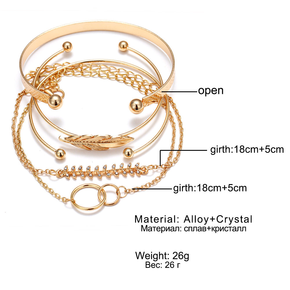 Luxury Modern Gold Crystal Elegant Woman and Lady Brecelets in Sets of 5Pcs/sett for Women Punk Boho Beach Bangle Jewelry Gift