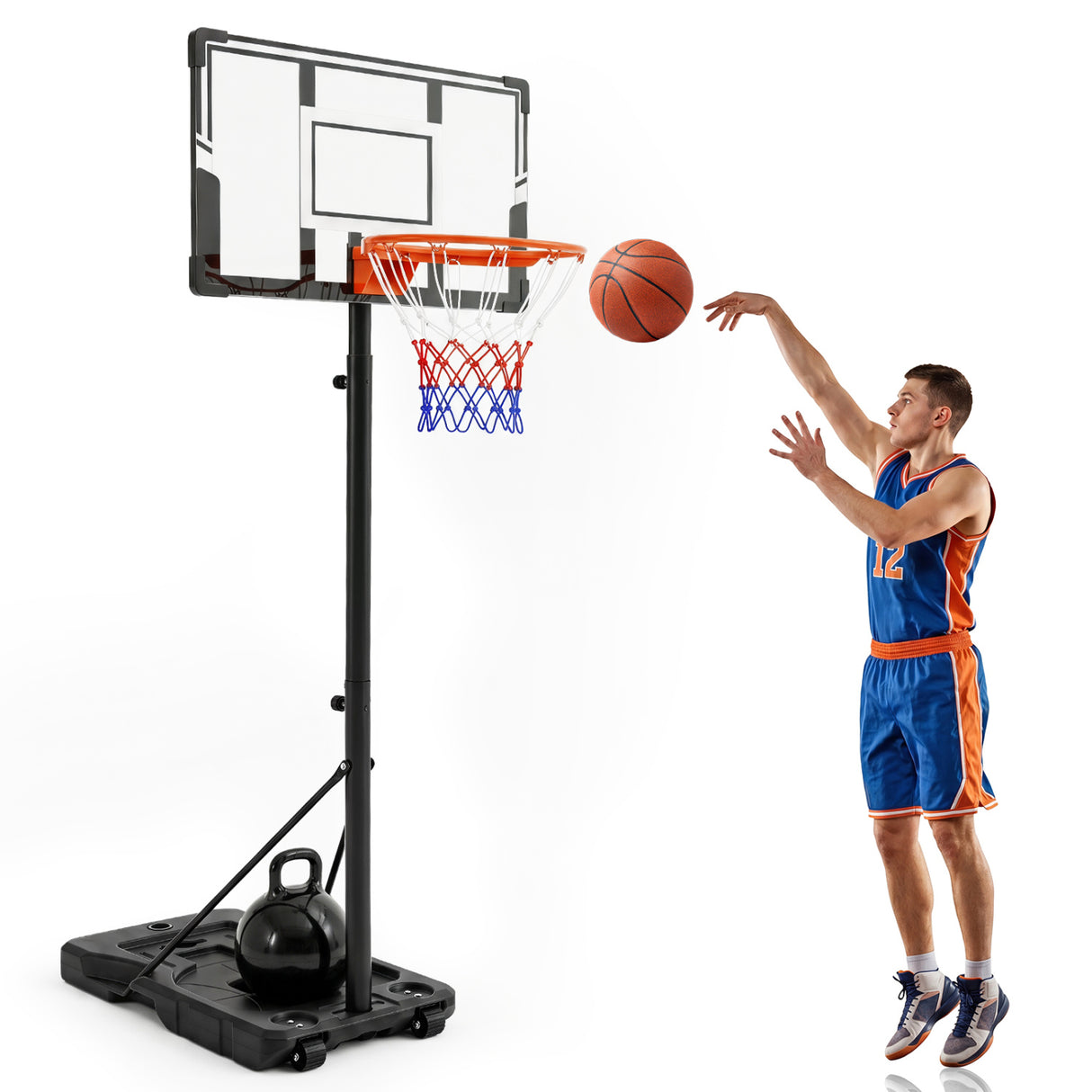 3.3-10 Feet Portable Basketball Hoop Adjustable with Base and Wheels