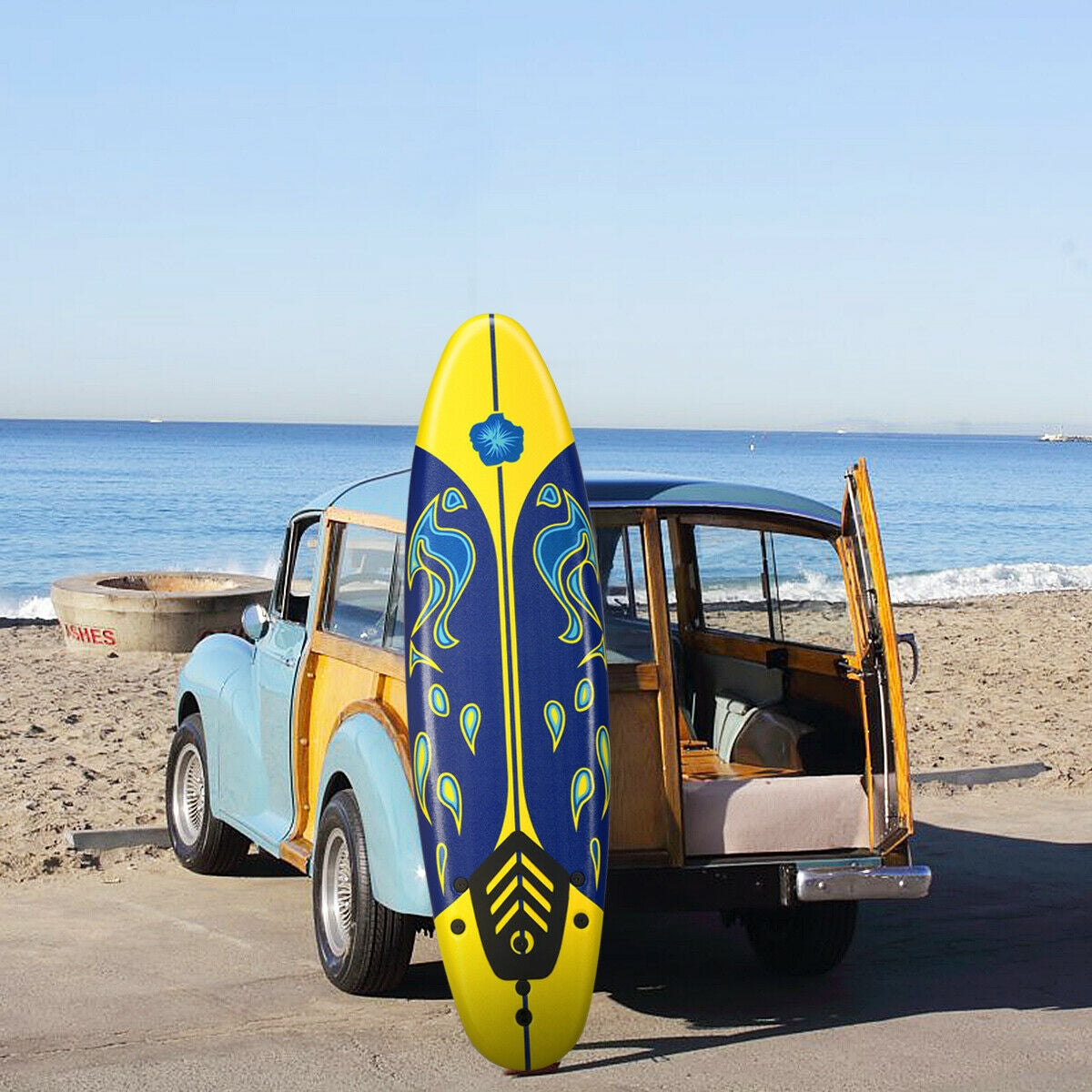6 Feet Surfboard with 3 Detachable Fins-White