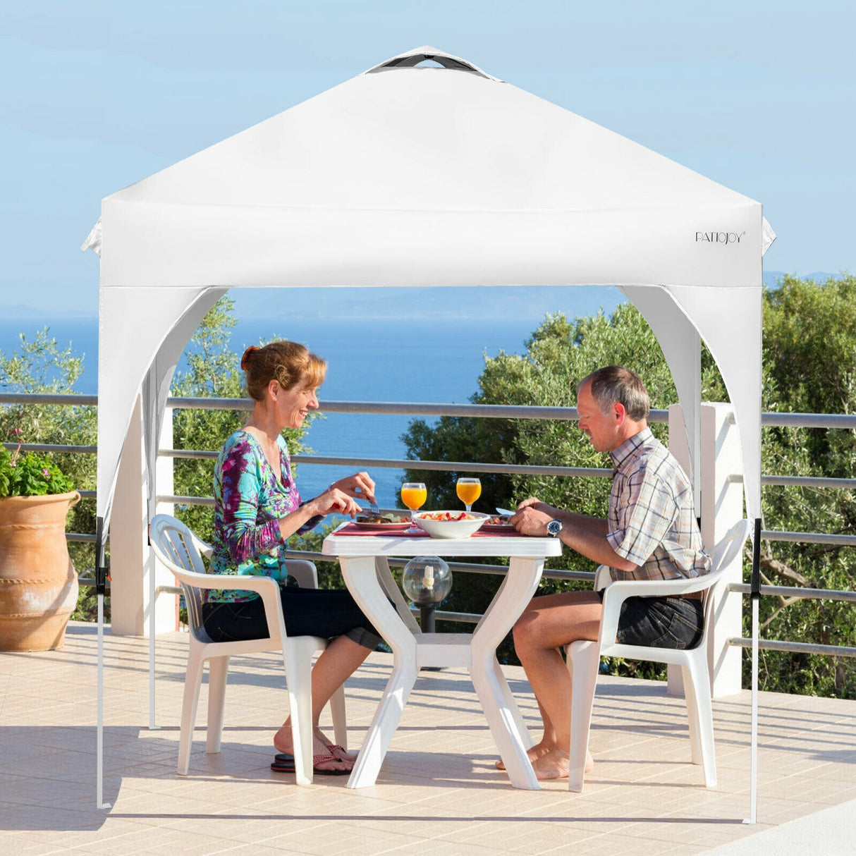 6.6 x 6.6 Feet Outdoor Pop Up Height Adjustable Canopy Tent with Roller Bag-Blue