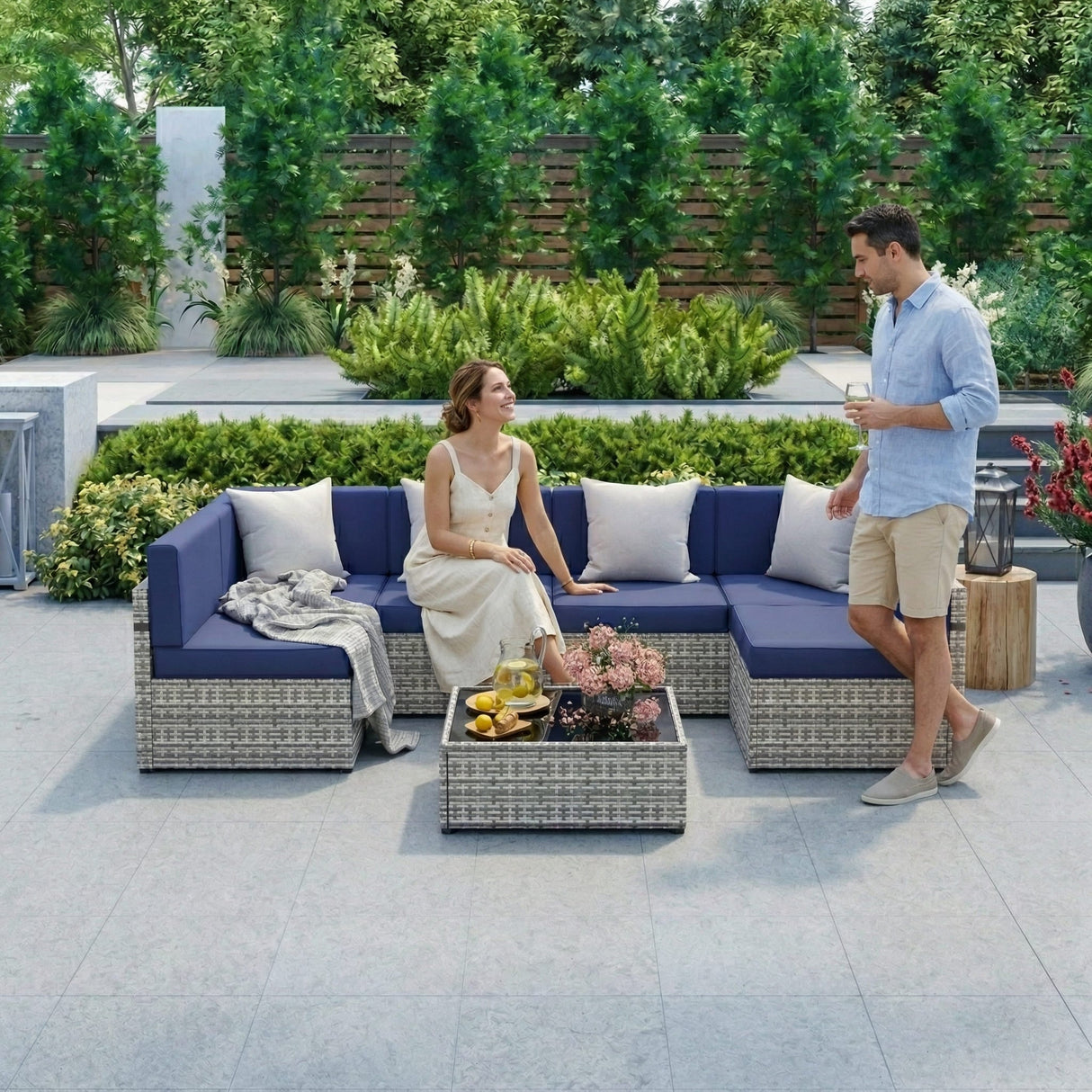 Axis 110" Classic Outdoor Sectional Set, 7-Piece