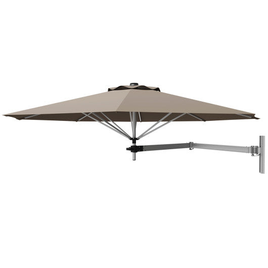 8ft Wall-Mounted Telescopic Folding Tilt Aluminum Sun Shade Umbrella-Tan