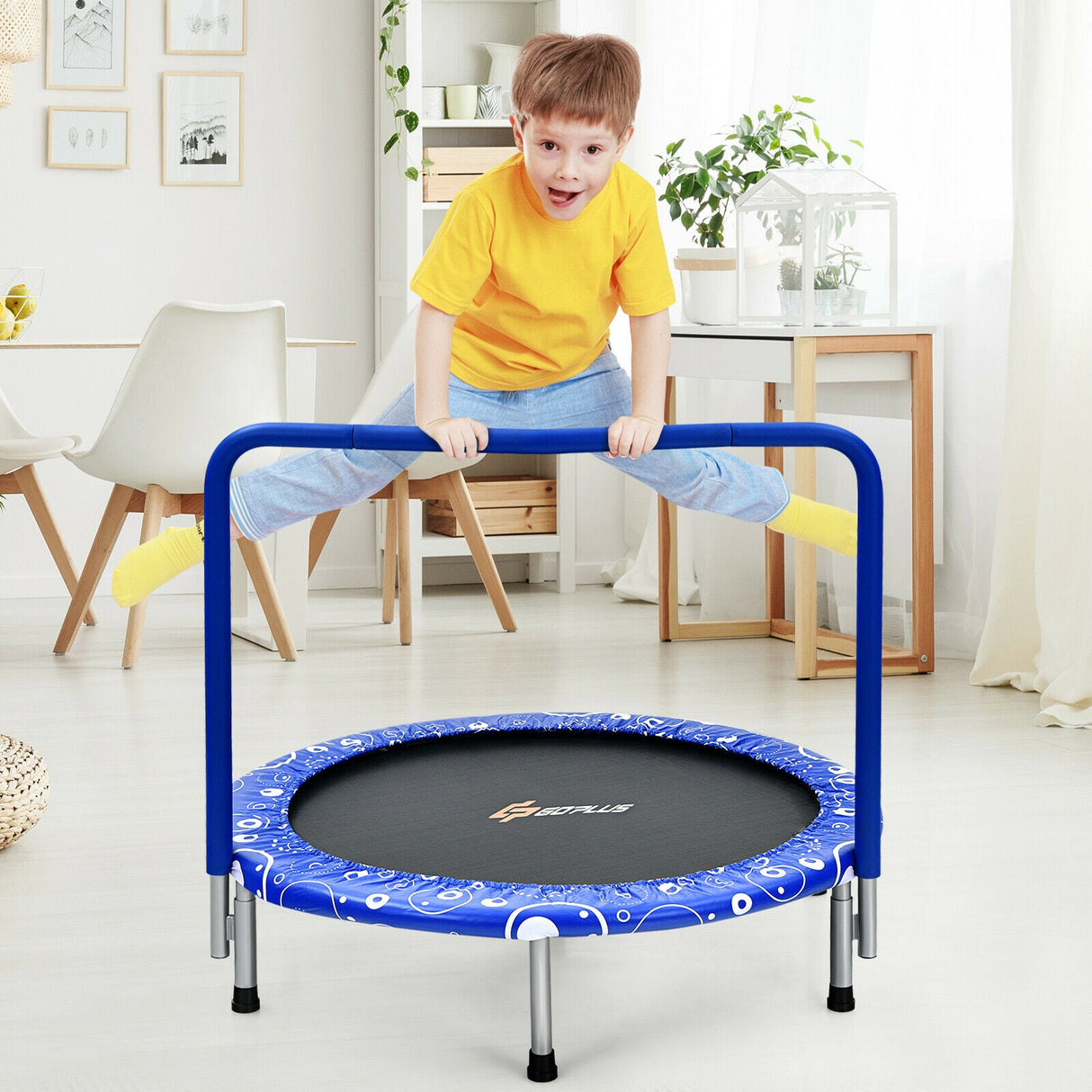 36 Inch Kids Trampoline Mini Rebounder with Full Covered Handrail-Pink