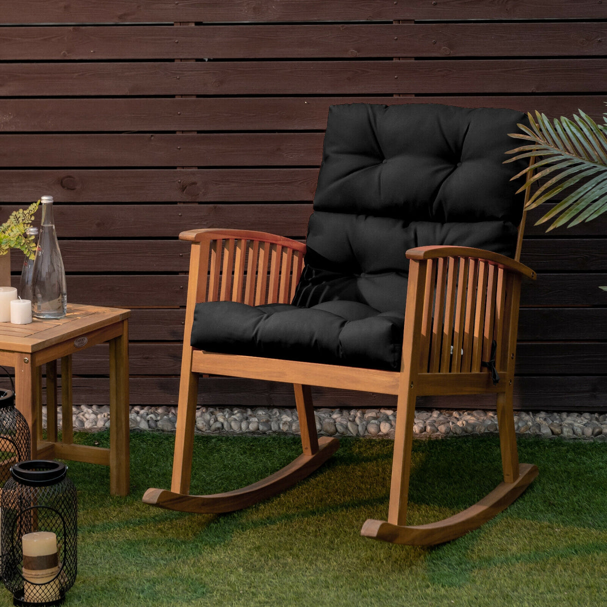 22 x 44 Inch Tufted Outdoor Patio Chair Seating Pad-Blue