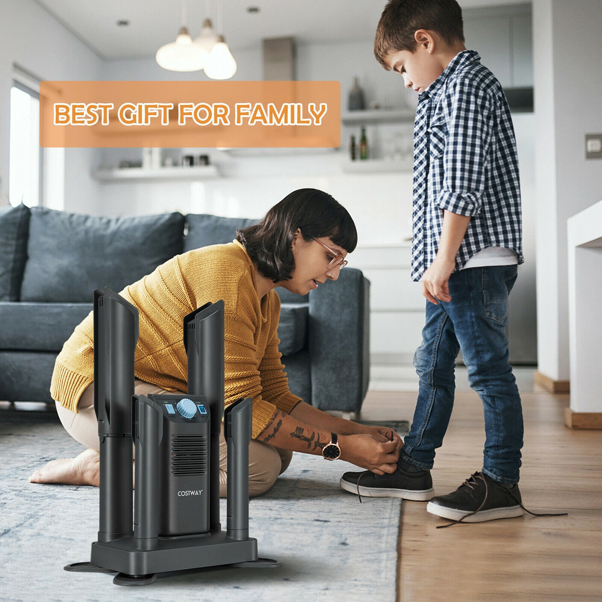 Electric Shoe Boot Dryer 4 Shoes with 180 Mins Timer Ozone Disinfection-Black