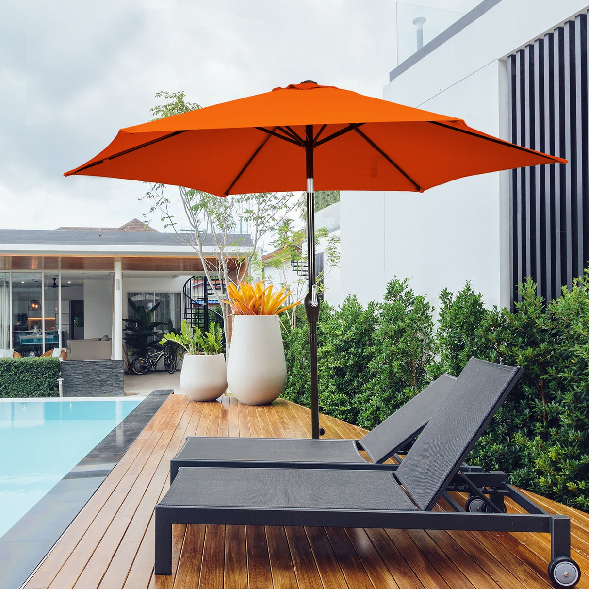 10 Feet Outdoor Patio Umbrella with Tilt Adjustment and Crank-Dark Red