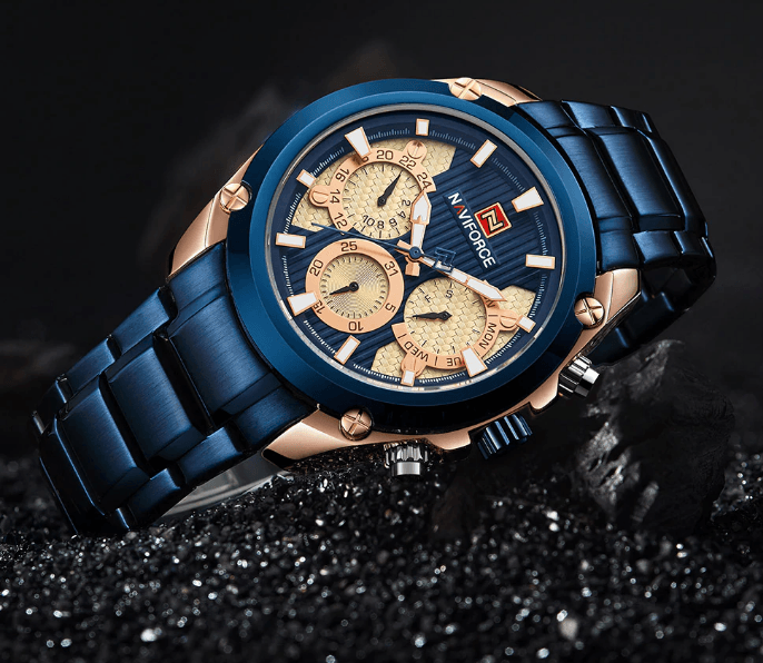 Men's Waterproof Stainless Steel Watch With Chronometers Business Style Wristwatch Unique Design Perfect Gift
