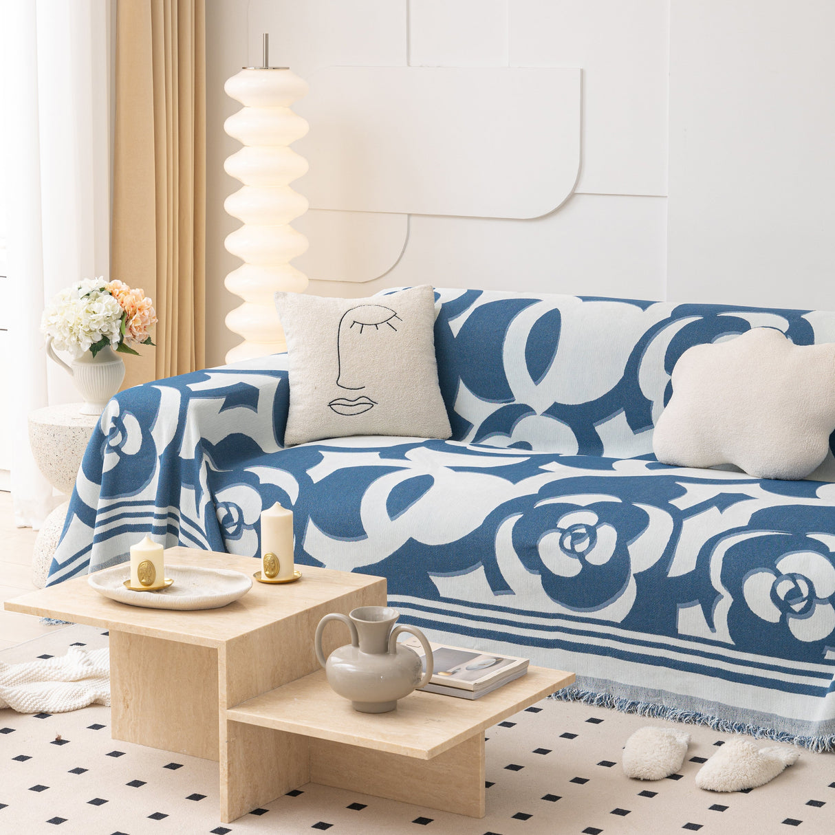 Chenille Sofa Cover Blanket, Couch Cover Blanket Throws for Couches Living Room Furniture Throw Covers