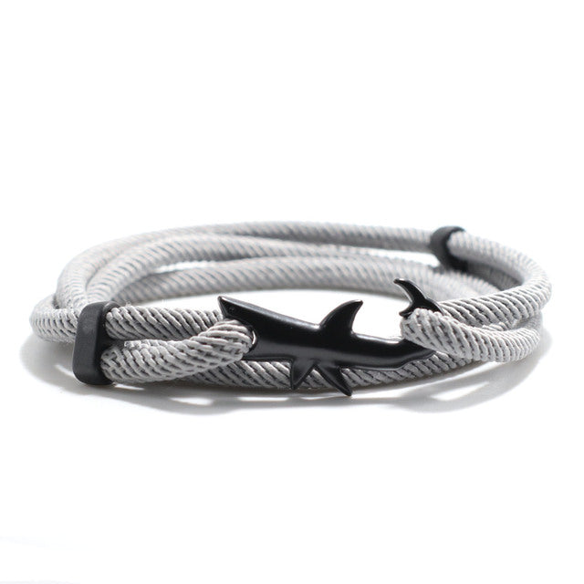 Nylon Rope Chain Luxury Bracelets For Women And Men Ocean Shark Charm Bracelet Popular Jewelry Anchor Bracelet Style