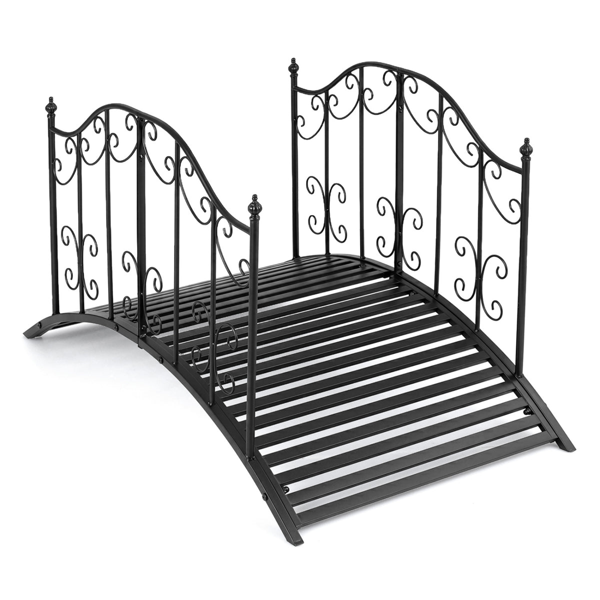 3.9 ft Garden Metal Bridge with Dual Patterned Side Rails