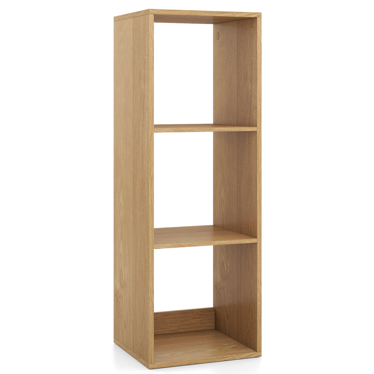 3 Cube Bookshelf with Back Guardrail for Living Room Bedroom-Natrual
