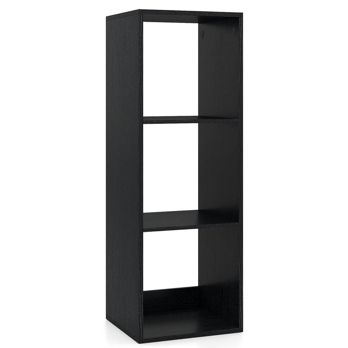 3 Cube Bookshelf with Back Guardrail for Living Room Bedroom-Black
