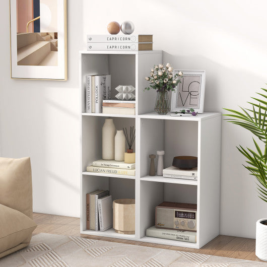 3 Cube Bookshelf with Back Guardrail for Living Room Bedroom-White