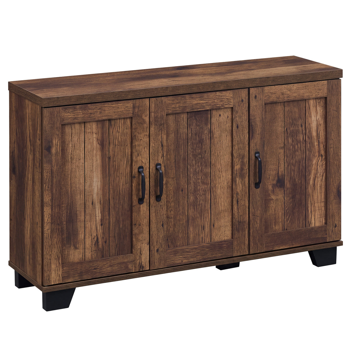 3-Door Buffet Sideboard with Adjustable Shelves and Anti-Tipping Kits-Brown