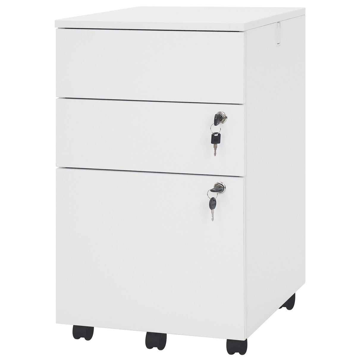 3 Drawer Filing Cabinet Locking Pedestal Desk -White