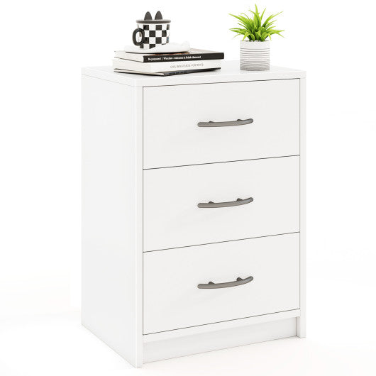 3 Drawer Nightstand with Storage for Living Room-White