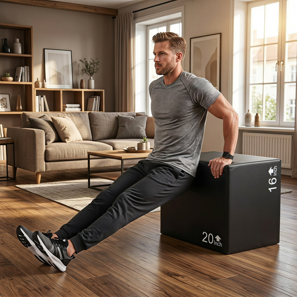 3 In 1 Foam Plyometric Box with 3 Heights and Easy-to-Clean PU Cover-24 Inches