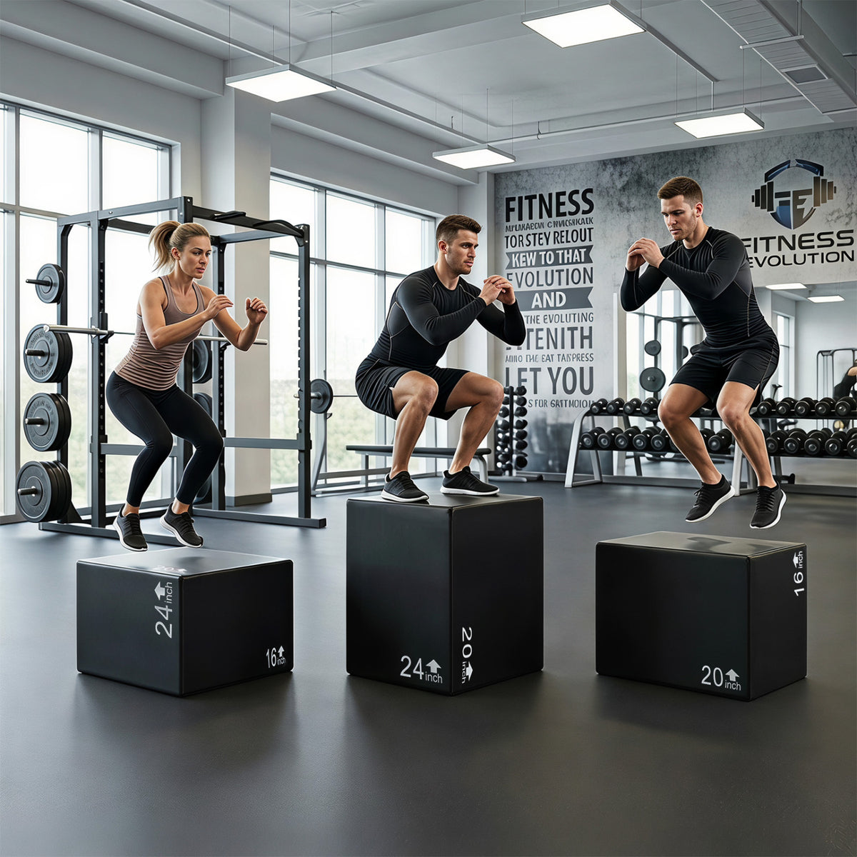 3 In 1 Foam Plyometric Box with 3 Heights and Easy-to-Clean PU Cover-24 Inches