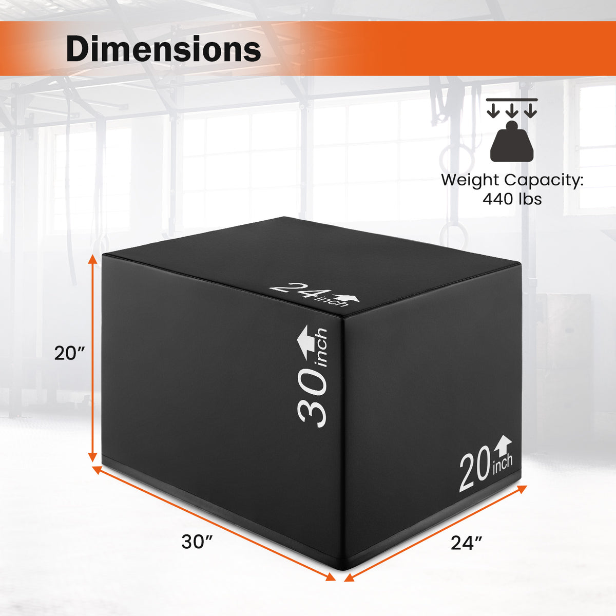 3 In 1 Foam Plyometric Box with 3 Heights and Easy-to-Clean PU Cover-30 inches