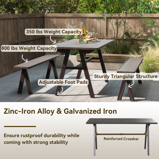 3-Person Outdoor Bench Set of 2 with 800 LBS Bearing Capacity