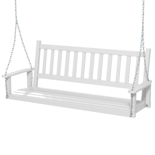 3-Person Wooden Outdoor Porch Swing with 800 lbs Weight Capacity-White