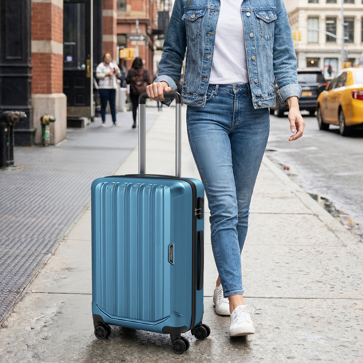 3-Piece Hardside Luggage Set (20/24/28 Inch) Lightweight with 3-Digital Lock-Blue