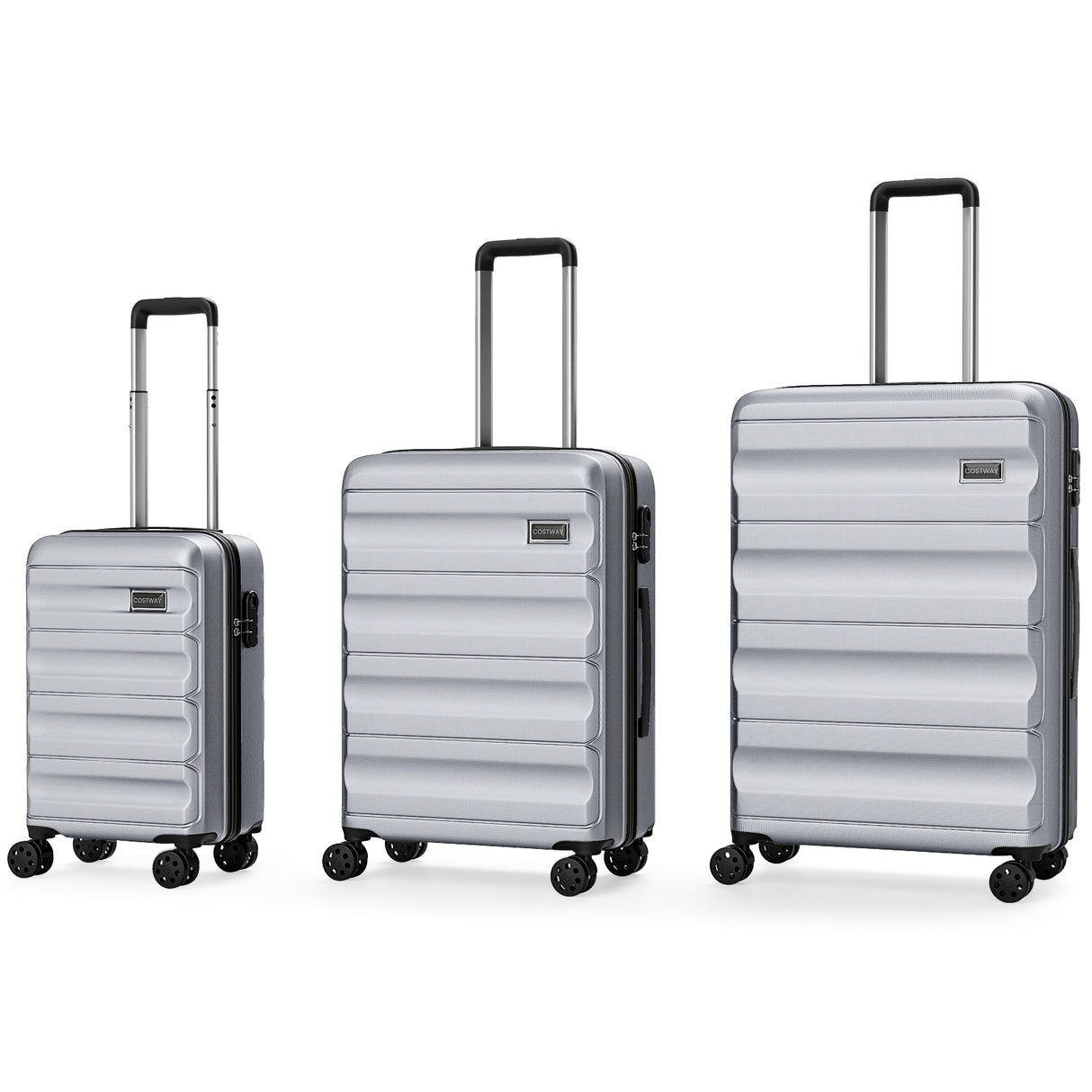 3-Piece Hardside Luggage Set 20/24/28 Inch Lightweight Hardside Suitcases-Gray