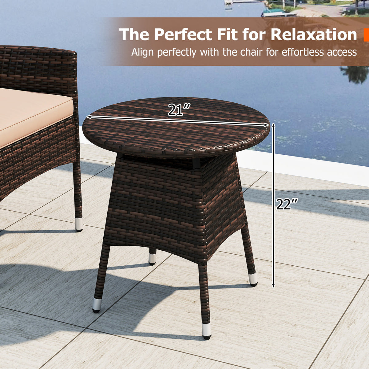 3 Piece Patio Furniture Set Outside Bistro Set for Porch-Beige