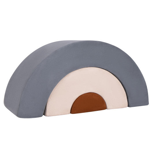 3 Piece Toddlers Climbing Toys Indoor Soft Play Equipment Playset-Grey