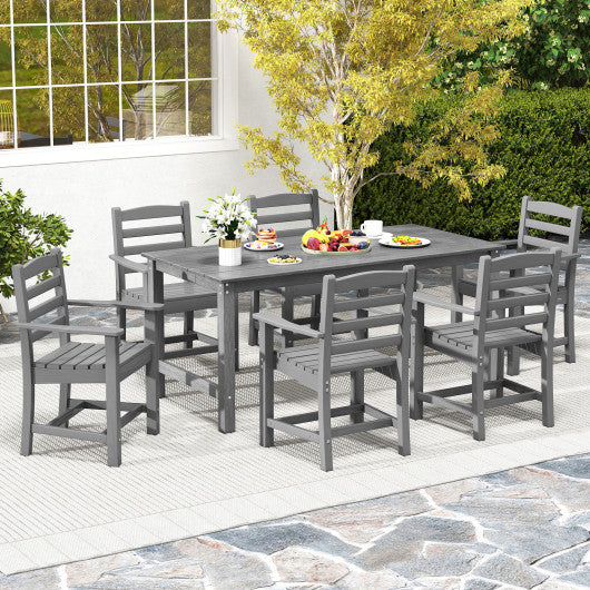 3 Pieces Outdoor Dining Table Set with 2 Benches-Gray