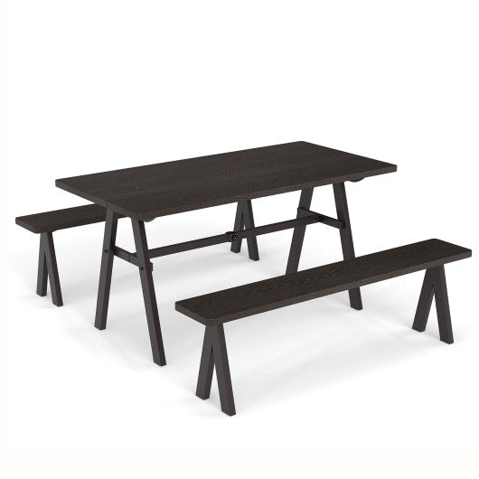 3 Pieces Outdoor Picnic Table and Benches Set for 6 People