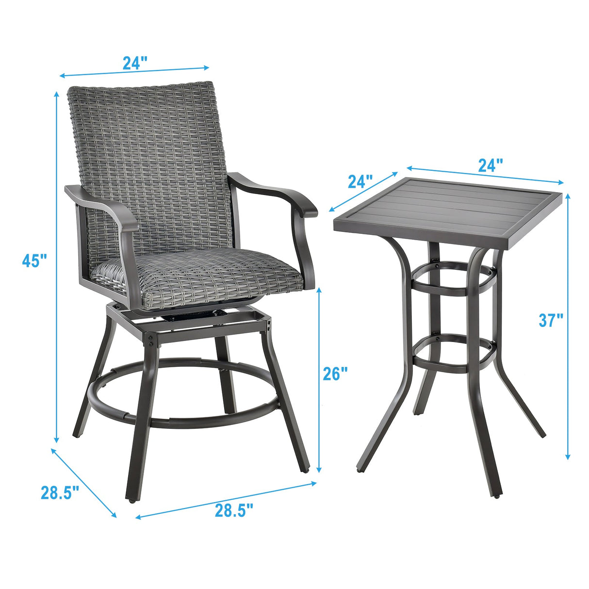 3 Pieces Swivel Bar Set with 4D Air Fiber Cushion by DirectDeals