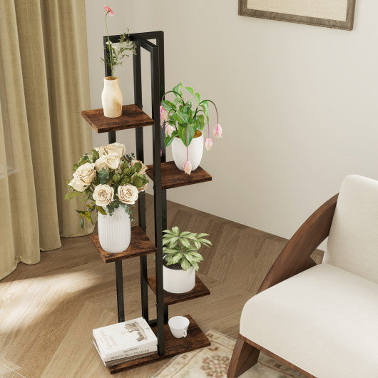 3 Pieces Tall Wood Plant Stand Set 4+5+6-Tier Indoor Flower Stands-Rustic Brown