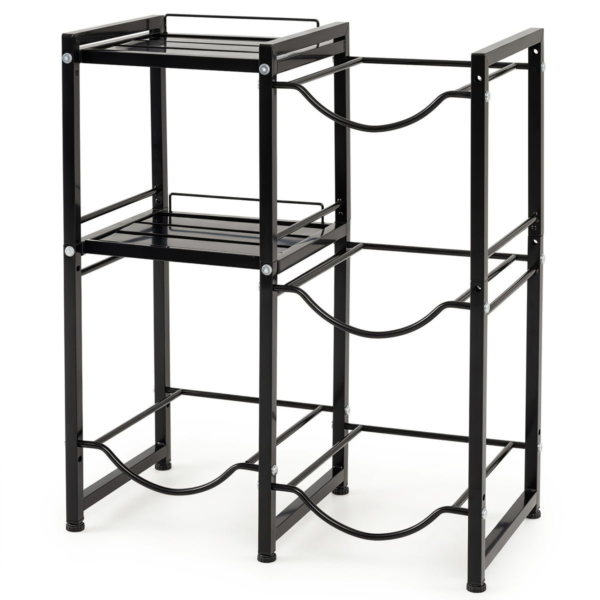 3-Tier 5 Gallon Water Jug Holder with Shelves-Black