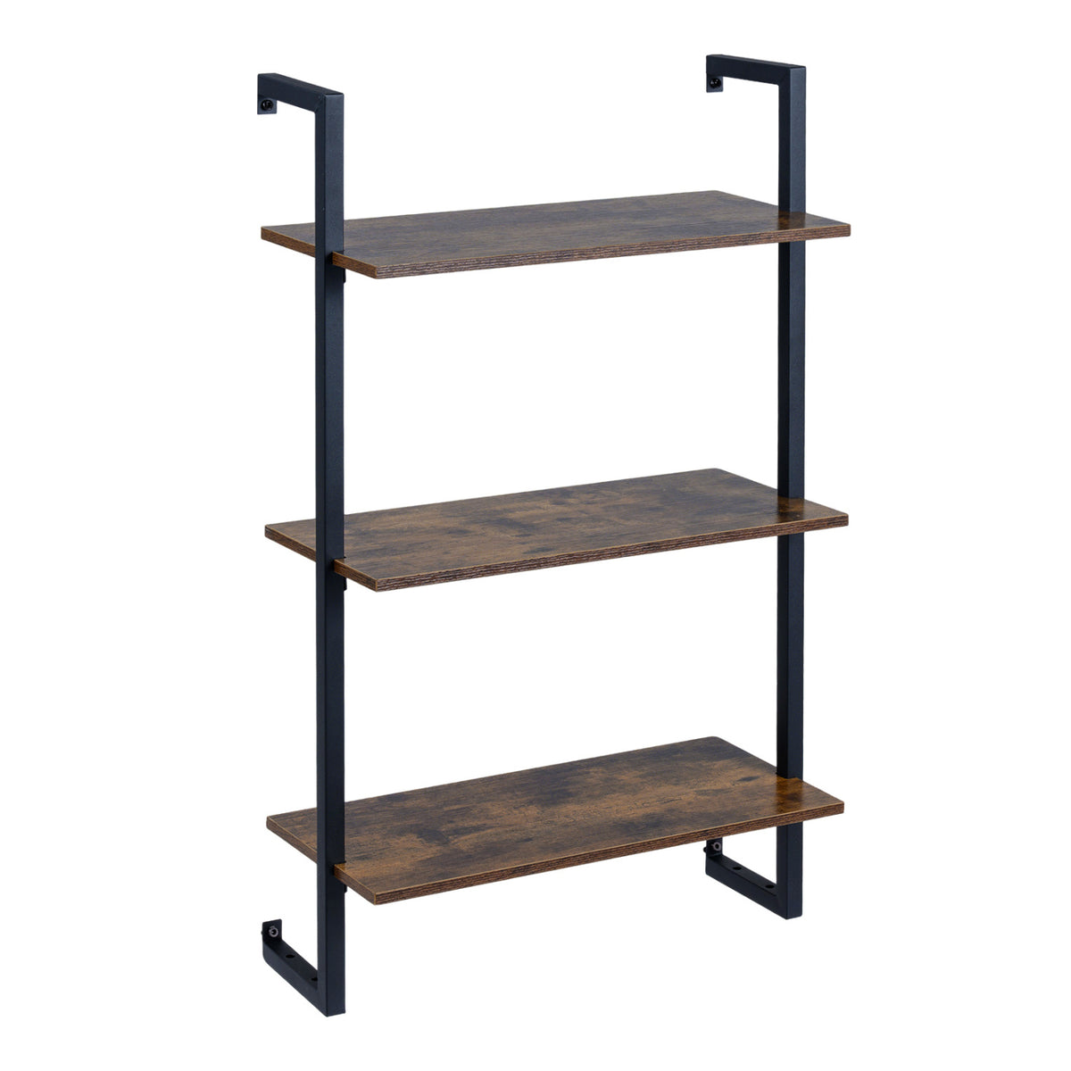 3-Tier Floating Modern Kitchen Shelf for Living Room Home Office and Bathroom-Rustic Brown