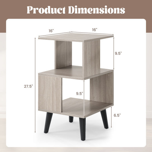3-Tier Geometric Bookshelf Set of 2 with Open Storage Shelves